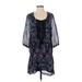 Kensie Casual Dress - Popover: Blue Batik Dresses - Women's Size Small