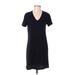 Universal Thread Casual Dress - Shift V Neck Short sleeves: Black Solid Dresses - Women's Size Small