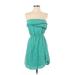 Roxy Casual Dress - Mini Open Neckline Sleeveless: Green Print Dresses - Women's Size Small