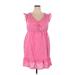 Liberty Love Casual Dress - Mini V Neck Sleeveless: Pink Print Dresses - Women's Size 2X