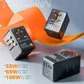 TESSAN-Adaptateur de voyage universel GaN 100W avec USB et type C charge rapide prise