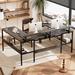 17 Stories Winstonn 70" U-Shaped Desk w/ Power Outlets, LED Lights, Monitor Stand & Storage Shelves Wood/Metal in Gray/Black | Wayfair