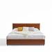Mercer41 Nurdan Vegan Leather Platform Storage Bed Upholstered/Faux leather in Brown | 43.3 H x 78.7 W x 83 D in | Wayfair