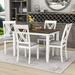 Gracie Oaks Idesha 5 - Piece Dining Set, Wooden Kitchen Table & 4 X-Back Chairs Wood/Upholstered in White/Brown | Wayfair