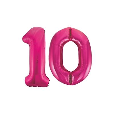 XL Folienballon pink Zahl 10