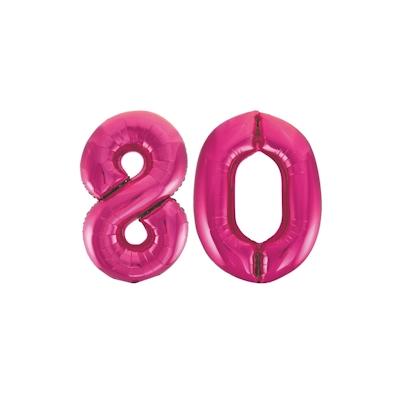 XL Folienballon pink Zahl 80
