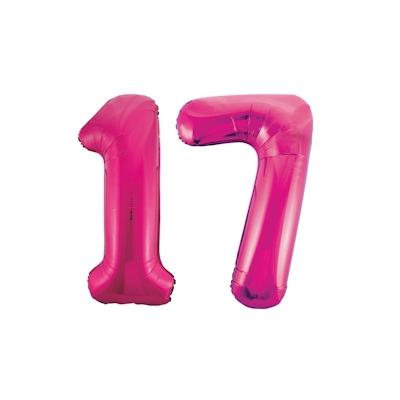 XL Folienballon pink Zahl 17