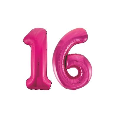 XL Folienballon pink Zahl 16