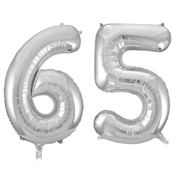 XL Folienballon silber Zahl 65 Image