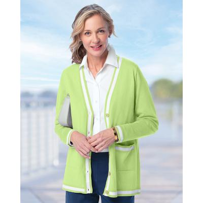 Appleseeds Women's Madison Two-Tone Tipped Cardigan - Multi - PS - Petite