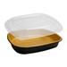 Handi-Foil 4202-70-50WDL To-Go Container w/ Dome Lid - 9 3/4" x 7 3/4", Black/Gold