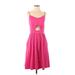 Casual Dress - A-Line V-Neck Sleeveless: Pink Solid Dresses - Women's Size Medium