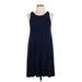 Gap Outlet Casual Dress - Mini Scoop Neck Sleeveless: Blue Solid Dresses - Women's Size Large