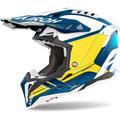 Airoh Aviator 3 Saber Motocross Helm, weiss-blau-gelb, Größe XL