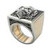 Fashion Lion Two Tone Silver Rings For Men Party Finger Gi Ring-NEW