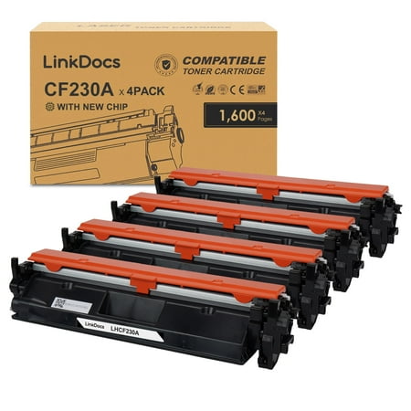 LinkDocs 30A CF230A Toner Cartridge Compatible for HP 30A CF230A Black Toner Cartridge used with HP Laserjet Pro MFP M203dw M227fdw M227fdn M203d M203dn M227sdn M227 M203 Printer (Black 4-Pack)