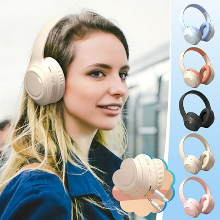 Jacenvly 2024 New Bluetooth Headphones Gradient Bluetooth Headsets Headset Noise Cancellation And Remote Bluetooth Headsets Superior Battery Life Earphones Wired Orange