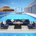 Grey Aluminum Outdoor Patio Furniture Conversation Sectional Sofa Set