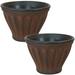 16" Charlotte Dual-Wall Polyresin Planters Rust Set of 2