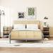 3 Pieces Bedroom Sets, Full Size Rattan Platform Bed with 2 Rattan Nightstands, Full Bed Frame with Rattan Headboard & Footboard