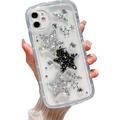 Case for iPhone 12 Bling Glitter 3D Stars Cute Heart Design Phone Case Luxury Sparkling Crystal Clear Back Slim Soft Shockproof Protective TPU Bumper Cover for Women Girls - Clear