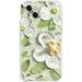 Case for iPhone 14 Pro Max Colorful Oil Painting Flowers Leaves Pattern Cute Exquisite Floral Blossom Phone Cover Stylish Durable Soft TPU Protective Bumper Case for Girls Women - Green