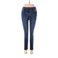 Inc Denim Jeggings - Mid/Reg Rise Skinny Leg Boyfriend: Blue Bottoms - Women's Size 0 - Sandwash