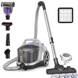 Canister Vacuum Cleaner, Lightweight Bagless Vacuum Cleaner, Dust Cup, Auto Cord Rewind, 5 Tools, HEPA Filter, Portable Vacuum