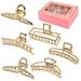 LUKACY 6 Pack Large Metal Hair Claw Clips - 4 Inch Nonslip Big Nonslip gold hair clamps Perfect Jaw hair clamps for Women and Thinner Thick hair styling Strong Hold Hair Fashion Hair Accessories chr