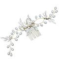 Goldleaf Pearl Hair Comb Decoration Bridal Handmade Simple Comb Jewelry Wedding Hair Accessories