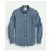 Brooks Brothers Men's Chambray Cotton Poplin Polo Button Down Collar, Sport Shirt | Dark Blue | Size XL