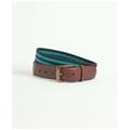 Brooks Brothers Men's Webbed Cotton Belt With Brass-Tone Buckle | Green/Navy | Size 42