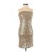 Forever 21 Cocktail Dress - Mini Strapless Sleeveless: Gold Print Dresses - Women's Size Small