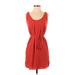 Ann Taylor LOFT Casual Dress - Mini Scoop Neck Sleeveless: Red Solid Dresses - Women's Size 2X-Small