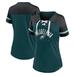 Women's Fanatics Branded Midnight Green/Black Philadelphia Eagles Blitz & Glam Lace-Up V-Neck Jersey T-Shirt