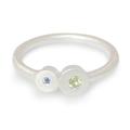 Sister My Sister,'Modern Silver Peridot and Sapphire Ring'