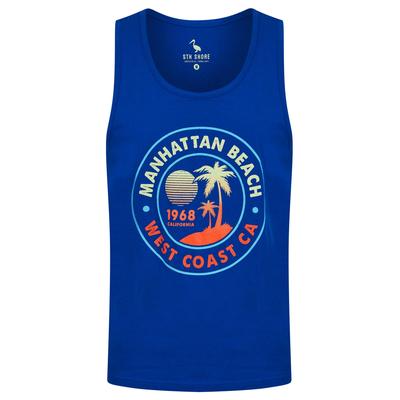 Vests Manhattan Beach Motif Print Cotton Vest Top in Sea Surf Blue - South Shore / XXL - Tokyo Laundry