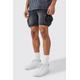 Mens Grey Slim Fit 3d Pocket Cargo Denim Short, Grey