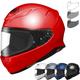 Shoei NXR2 Plain Motorcycle Helmet & Visor - Shine Red - 61-62cm | XL - CWR-F2R Dark Smoke (Pinlock-Ready), Shine Red