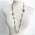 J. Crew Jewelry | J.Crew - Blue Beaded Rhinestone Long Chain Necklace 32" | Color: Blue | Size: 32"