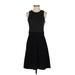 Ann Taylor LOFT Casual Dress - A-Line Crew Neck Sleeveless: Black Print Dresses - Women's Size 2