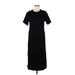 Old Navy Casual Dress - Midi High Neck Short sleeves: Black Print Dresses - Women's Size Medium