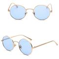 HCHES Gold Round Metal Frame Sunglasses Men Retro Women Red Lens Sun Glasses,gold with blue,One size