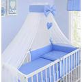 Babymam BABY CANOPY DRAPE MOSQUITO NET WITH HOLDER TO FIT COT & COT BED (BLUE)