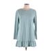 Glamorous Casual Dress - A-Line Crew Neck Long Sleeve: Teal Polka Dots Dresses - Women's Size 10