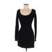 Express Casual Dress - Mini Scoop Neck Long sleeves: Black Solid Dresses - Women's Size X-Small