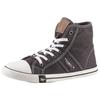 Sneaker MUSTANG SHOES, Damen, Gr. 42, schwarz (schwarz, used, weiß), Textil, Lederimitat, used, sportlich, Schuhe, High Top-Sneaker, Schnürschuh mit Label in der Laufsohle