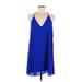 Three Eighty Two Casual Dress - A-Line Plunge Sleeveless: Blue Solid Dresses - Women's Size Medium