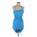 Forever 21 Casual Dress - Mini Square Sleeveless: Blue Solid Dresses - New - Women's Size Medium