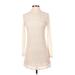 Forever 21 Casual Dress - Mini High Neck Long sleeves: Ivory Dresses - Women's Size Small